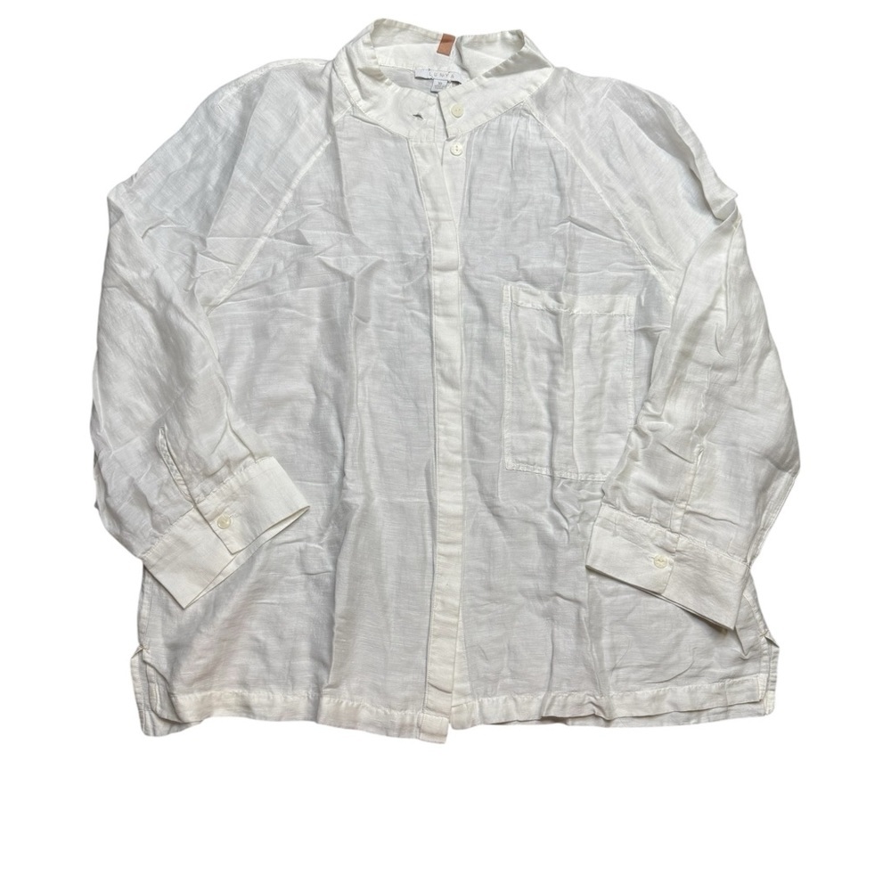 Lunya White Button-Up Shirt Linen, Cotton,‎ and Silk XL